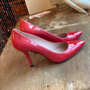 Stuart Weitzman Patent Leather Bold Red and Pink Ombré  Heels